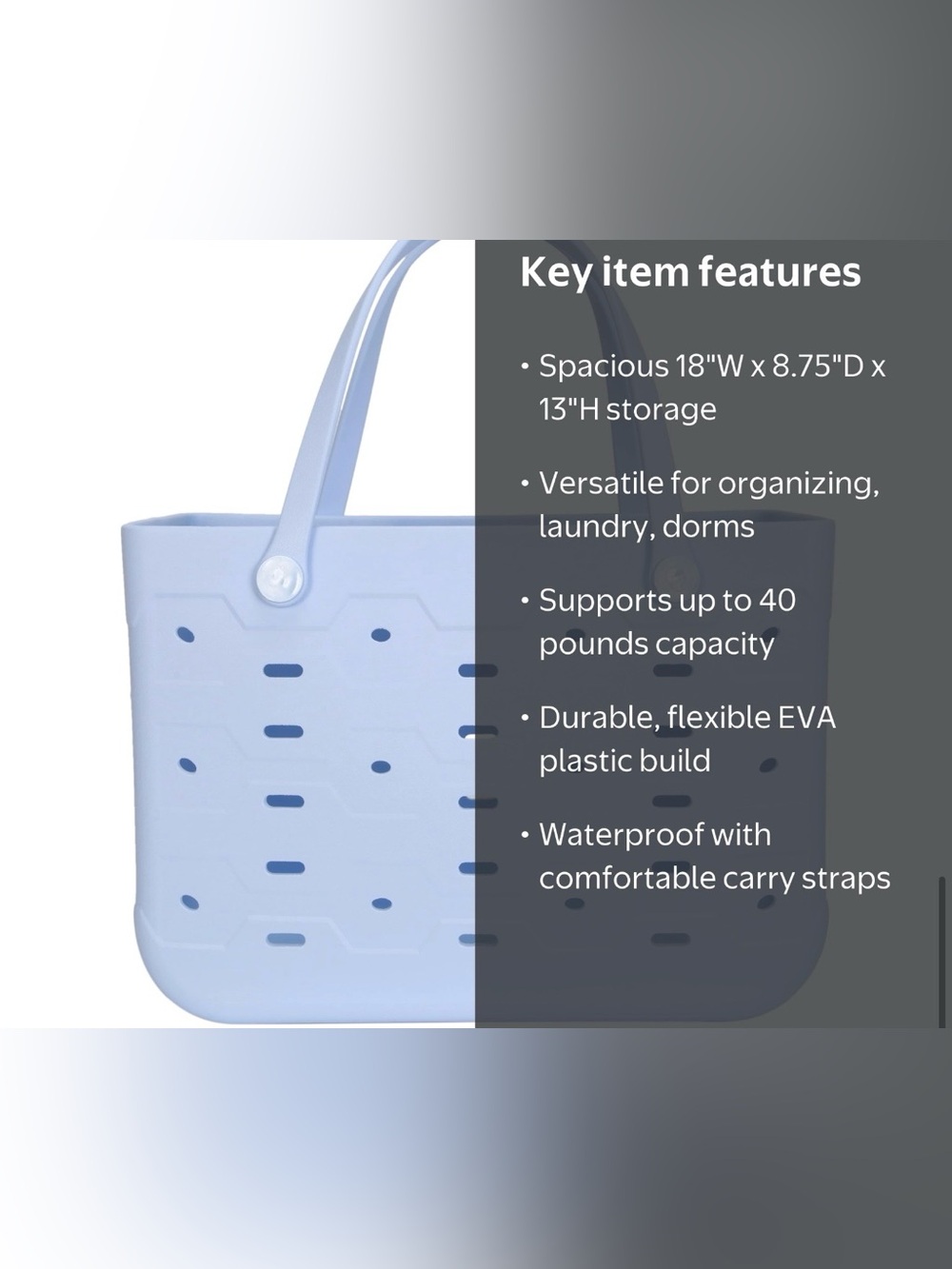 NWT - Light Blue Tote Bag - Picture 3 of 7